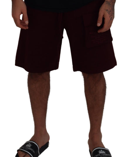 Dolce & Gabbana Maroon Bermuda Cargo Men Shorts