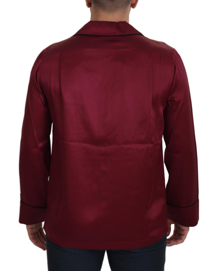 Dolce & Gabbana Red Silk Lounge Top Pajama Sleepwear Shirt