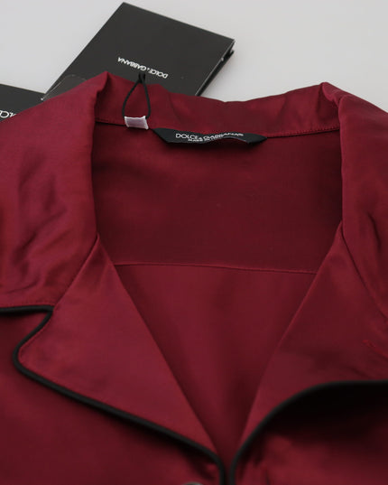Dolce & Gabbana Red Silk Lounge Top Pajama Sleepwear Shirt