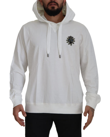 Dolce & Gabbana White Cotton Hooded Sweatshirt Sweater