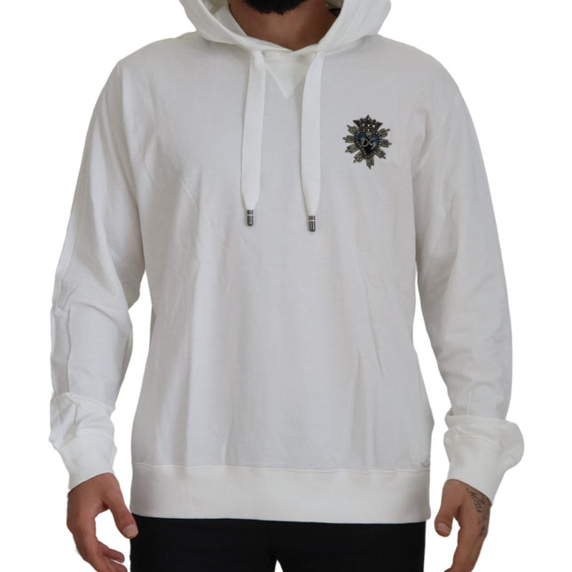 Dolce & Gabbana White Cotton Hooded Sweatshirt Sweater