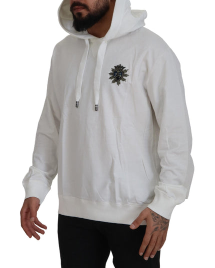 Dolce & Gabbana White Cotton Hooded Sweatshirt Sweater