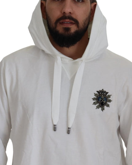 Dolce & Gabbana White Cotton Hooded Sweatshirt Sweater