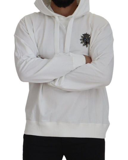 Dolce & Gabbana White Cotton Hooded Sweatshirt Sweater