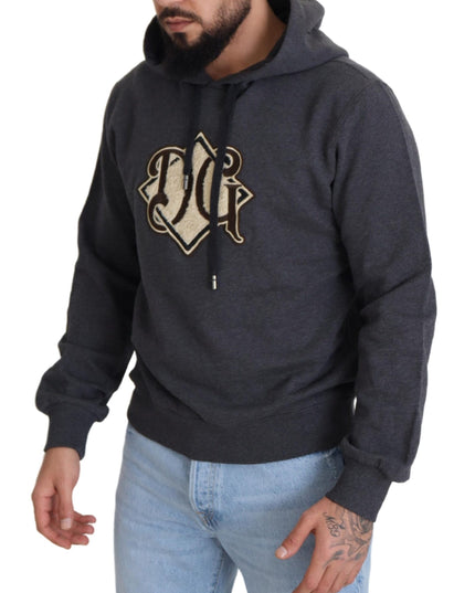 Dolce & Gabbana Gray Logo Cotton Hooded Sweatshirt Sweater