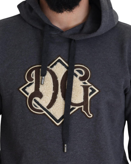 Dolce & Gabbana Gray Logo Cotton Hooded Sweatshirt Sweater