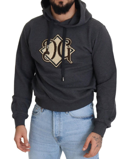 Dolce & Gabbana Gray Logo Cotton Hooded Sweatshirt Sweater