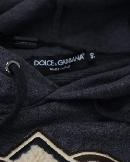 Dolce & Gabbana Gray Logo Cotton Hooded Sweatshirt Sweater