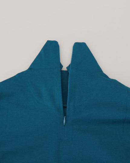 Dolce & Gabbana Blue Cotton Collared Slim Pullover Sweater