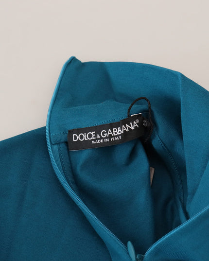Dolce & Gabbana Blue Cotton Collared Slim Pullover Sweater