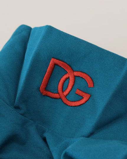 Dolce & Gabbana Blue Cotton Collared Slim Pullover Sweater