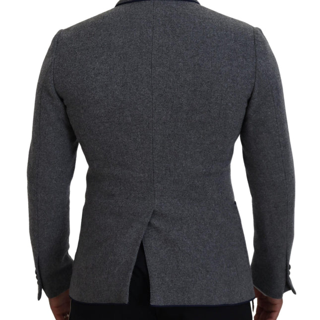 Dolce & Gabbana Gray Wool Roses Slim Fit Jacket Blazer