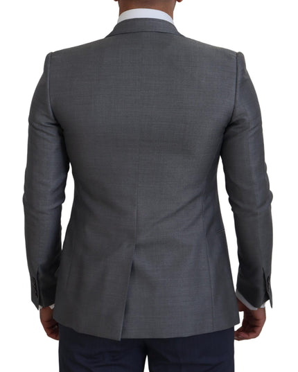 Dolce & Gabbana Gray Wool Silk Slim Fit Jacket Blazer