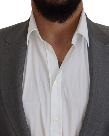 Dolce & Gabbana Gray Wool Silk Slim Fit Jacket Blazer
