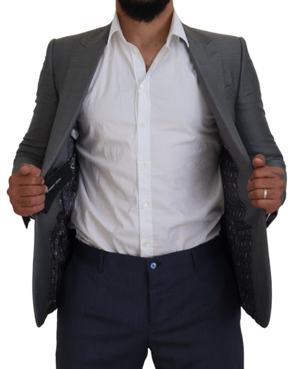 Dolce & Gabbana Gray Wool Silk Slim Fit Jacket Blazer