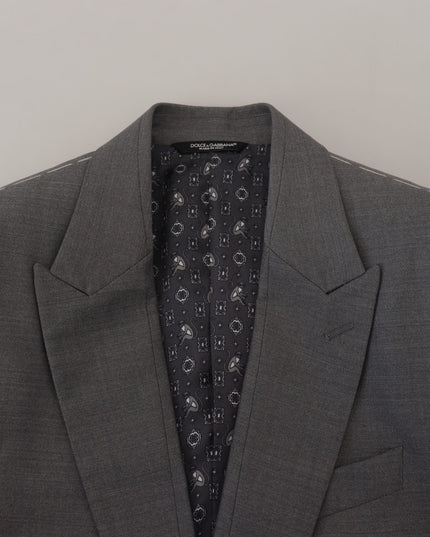 Dolce & Gabbana Gray Wool Silk Slim Fit Jacket Blazer