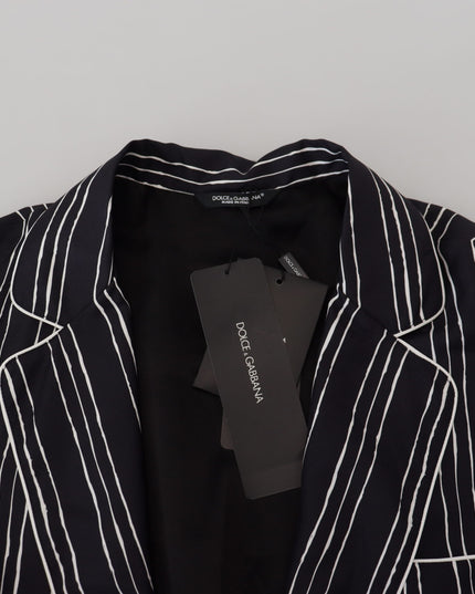 Dolce & Gabbana Blue Striped Silk Pajama Shirt Jacket