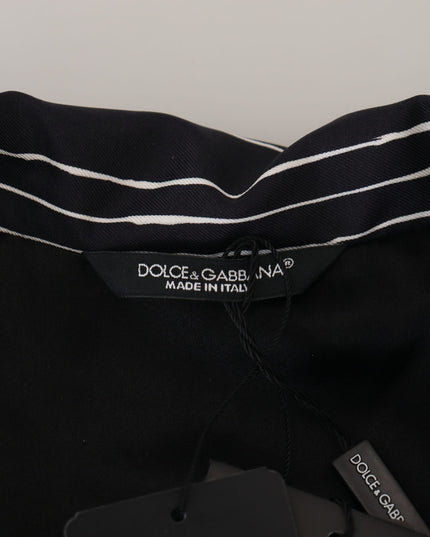 Dolce & Gabbana Blue Striped Silk Pajama Shirt Jacket
