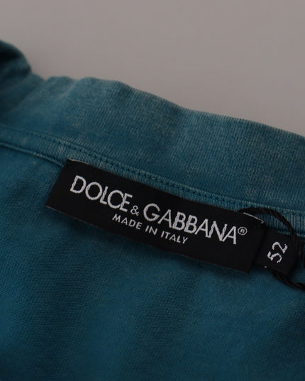 Dolce & Gabbana Blue Logo Print Crewneck Cotton T-shirt