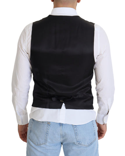 Dolce & Gabbana Black Wool Stretch Waistcoat Formal Vest