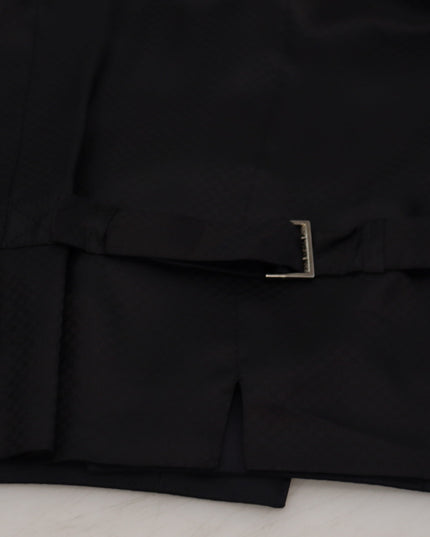 Dolce & Gabbana Black Wool Stretch Waistcoat Formal Vest