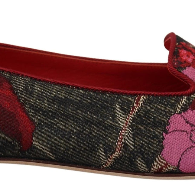 Dolce & Gabbana Multicolor Jacquard Sacred Heart Patch Slip On Shoes