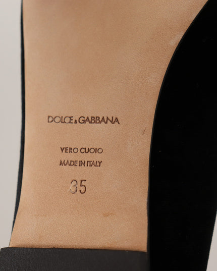 Dolce & Gabbana Black DG Sacred Heart Patch Slip On Flat Shoes