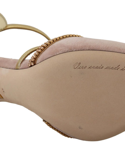 Dolce & Gabbana Pink Crystal T-strap Heels Pumps Shoes