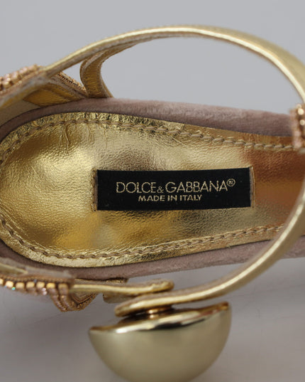 Dolce & Gabbana Pink Crystal T-strap Heels Pumps Shoes