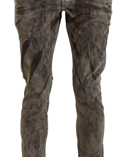 Acht Gray Washed Cotton Corduroy Slim Fit Men Jeans