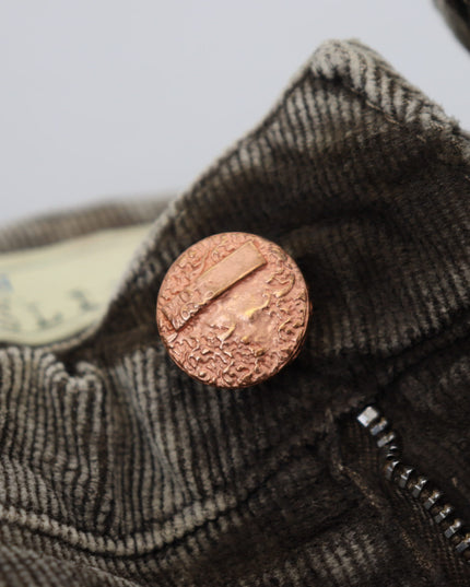 Acht Gray Washed Cotton Corduroy Slim Fit Men Jeans