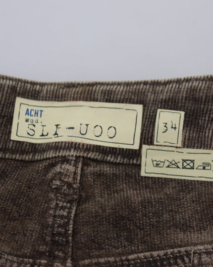 Acht Gray Washed Cotton Corduroy Slim Fit Men Jeans