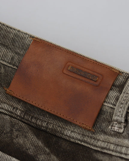 Acht Gray Washed Cotton Corduroy Slim Fit Men Jeans