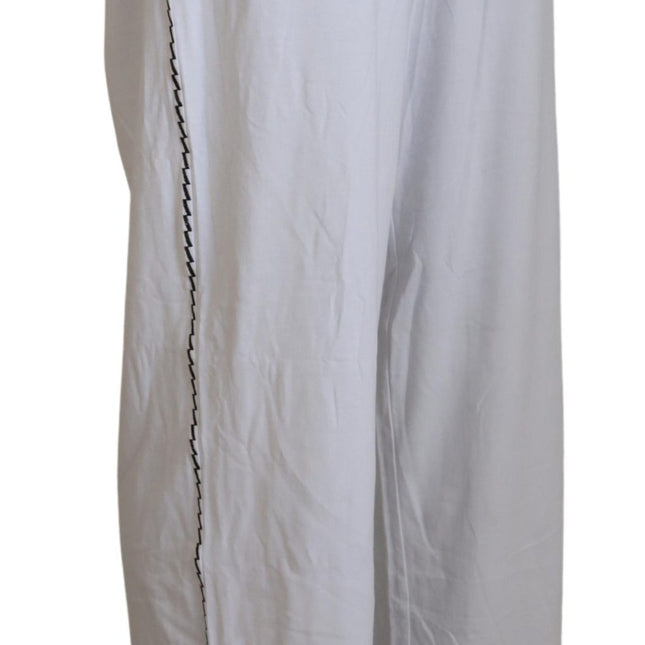 John Galliano White Cotton Logo Loose Men Pants