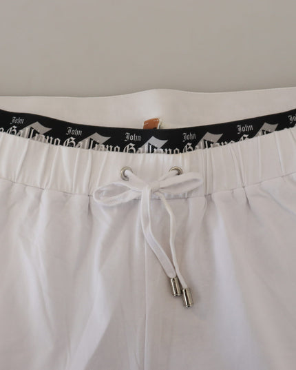 John Galliano White Cotton Logo Loose Men Pants