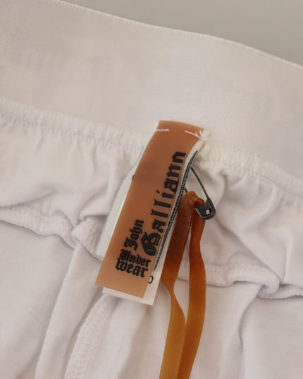 John Galliano White Cotton Logo Loose Men Pants