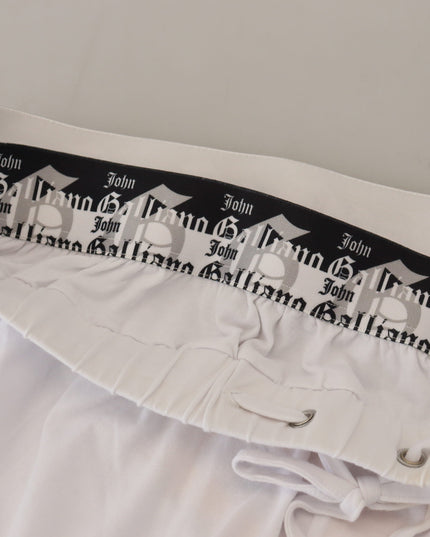 John Galliano White Cotton Logo Loose Men Pants
