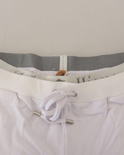 John Galliano White Cotton Logo Mens Jogger Pants