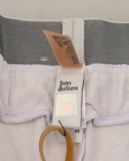 John Galliano White Cotton Logo Mens Jogger Pants