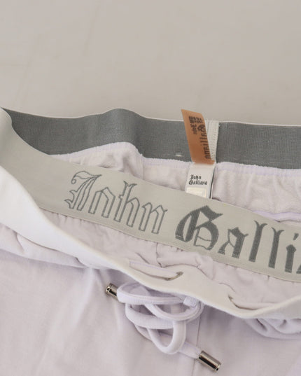 John Galliano White Cotton Logo Mens Jogger Pants