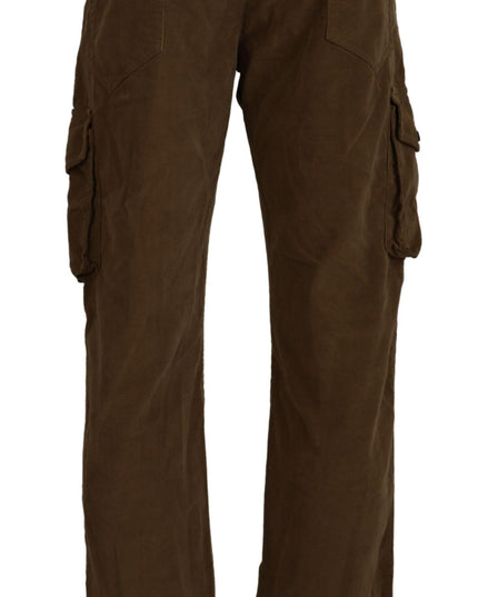 Ermanno Scervino Brown Cotton Corduroy Cargo Pants