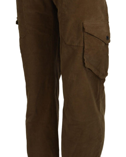 Ermanno Scervino Brown Cotton Corduroy Cargo Pants