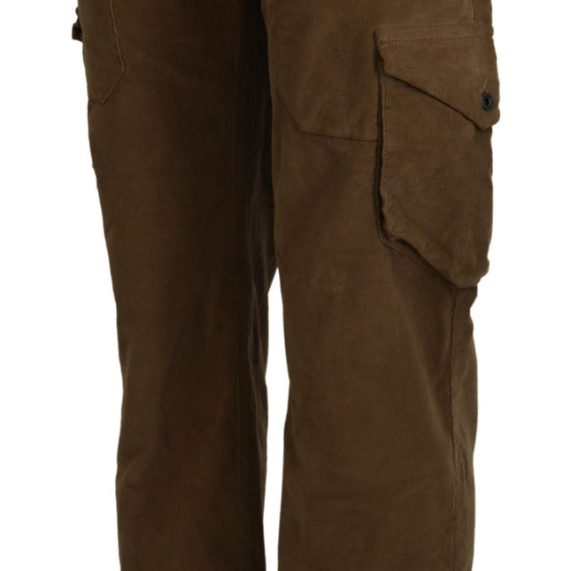 Ermanno Scervino Brown Cotton Corduroy Cargo Pants