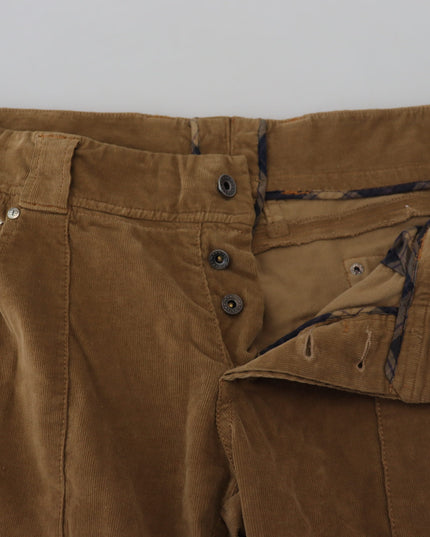 Ermanno Scervino Brown Cotton Corduroy Cargo Pants
