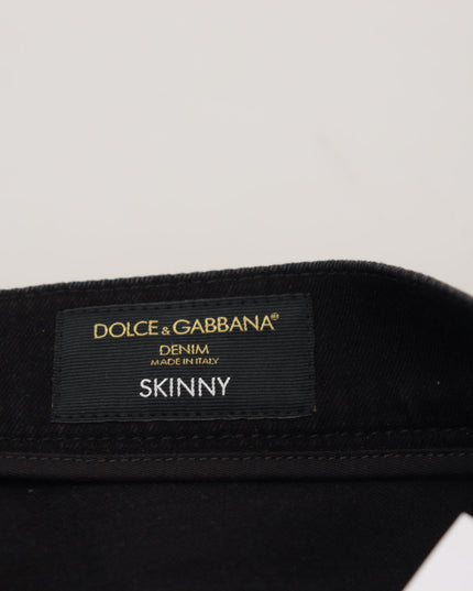 Dolce & Gabbana Gold Cotton Tattered Skinny Men Denim Jeans