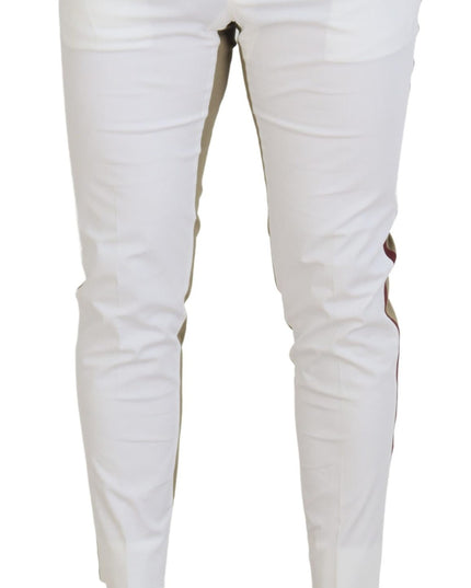 Dolce & Gabbana White Brown Slim Fit Chino Pants