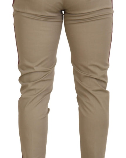 Dolce & Gabbana White Brown Slim Fit Chino Pants