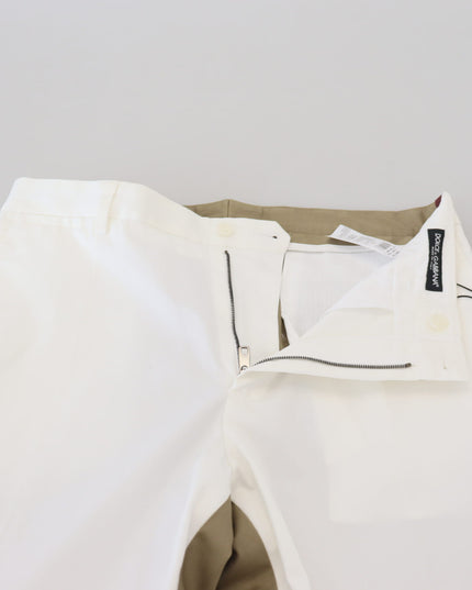 Dolce & Gabbana White Brown Slim Fit Chino Pants