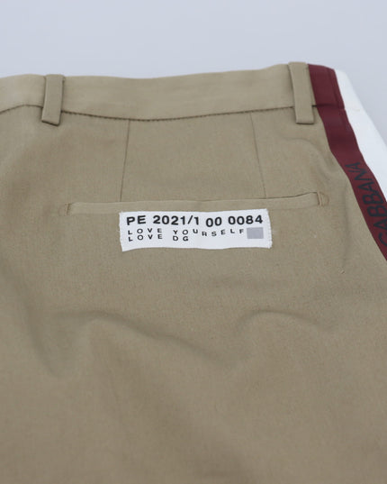 Dolce & Gabbana White Brown Slim Fit Chino Pants