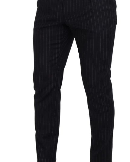 Dolce & Gabbana Black Wool Striped Chino Pants